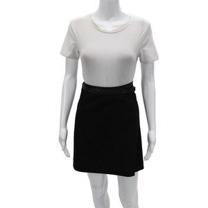 BE Women A-Line Wrap Skirt Black Wool Blend Short Size M